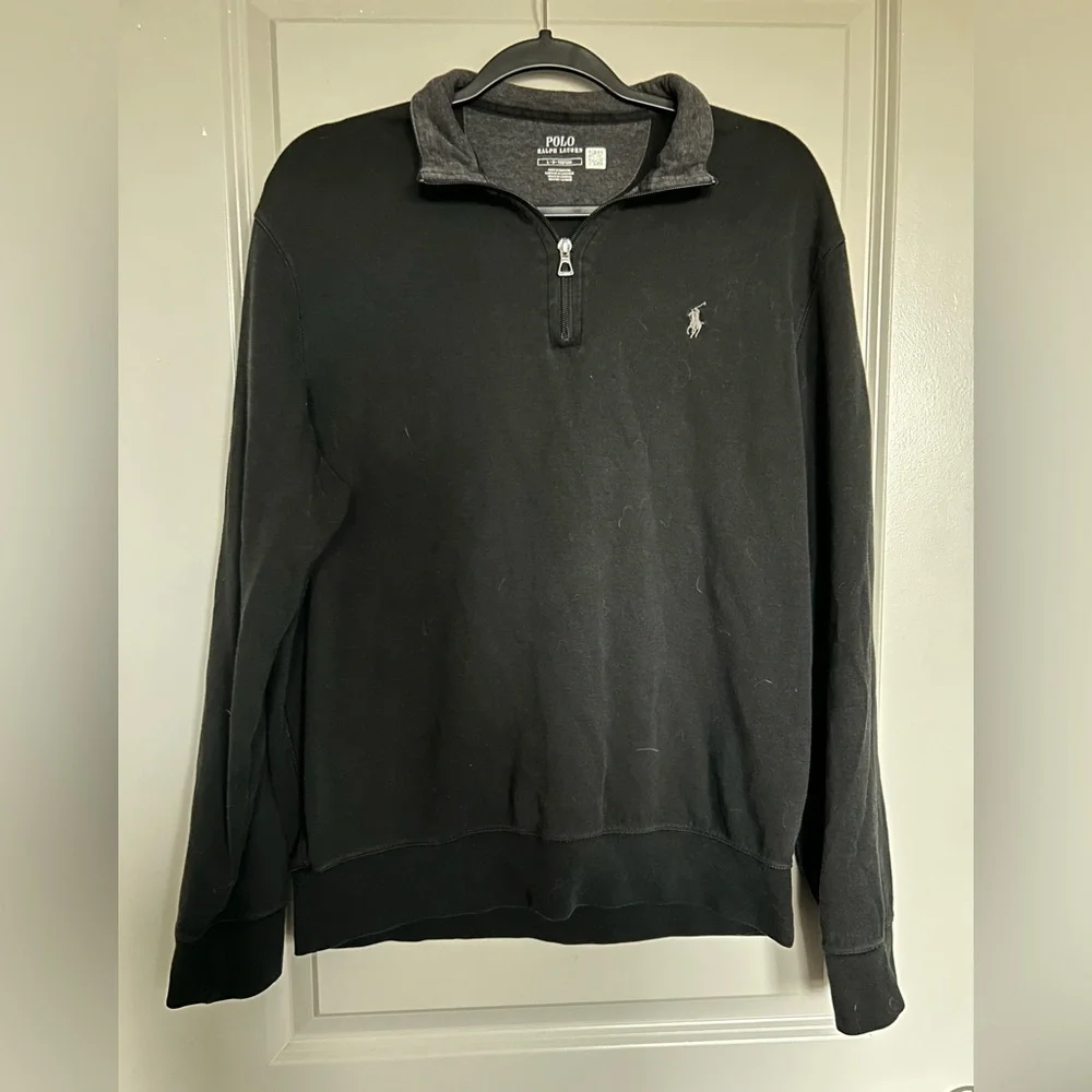 Polo by Ralph Lauren Men's Black Soft Touch Quarter-Zip Sweater